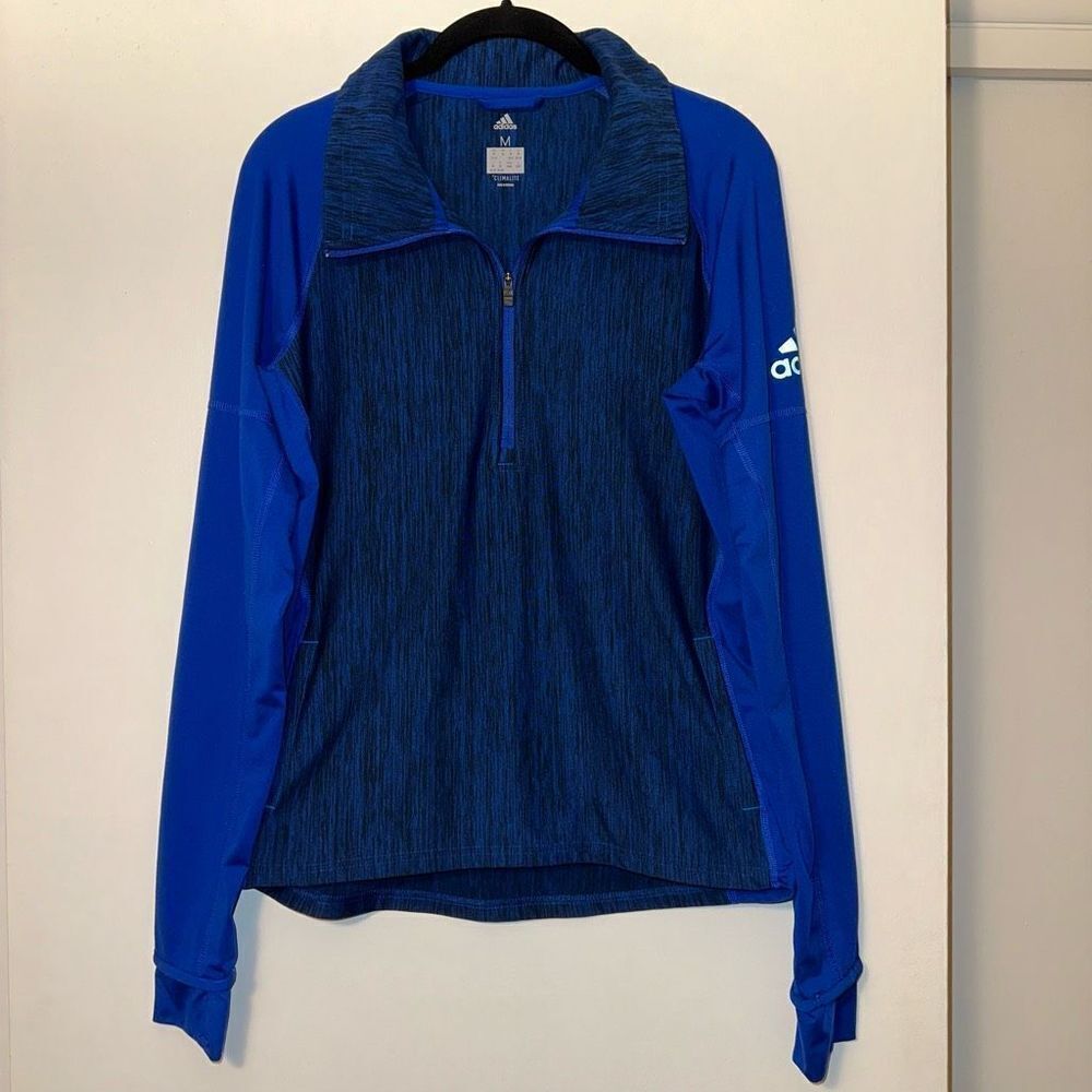 Adidas Climaline Unisex Royal Navy Blue Quarter Zip Pullover Size Medium